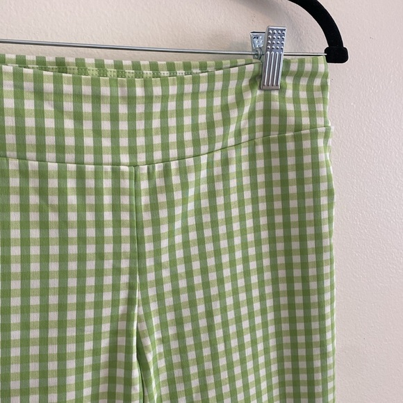 J. McLaughlin Masie Pants Lime Green White Checkered Gingham Capri Pants size 4 - Picture 2 of 7